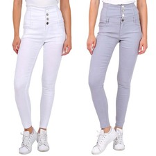 Damen 4 Knopf Skinny Jeans
