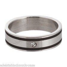 DAMEN HERREN RING EDELSTAHL KAUTSCHUK SCHWARZ SILBER UNISEX NEU