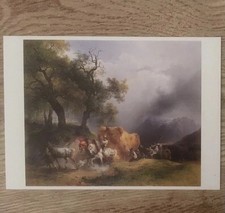 1 Postkarte, Erntewagen, Friedrich Gauermann, Pferde, Landwirtschaft, Neu
