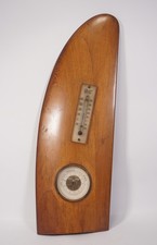 True Vintage R.C. Barometer Wetterstation Thermometer Holzplatte Flugzeug Flügel