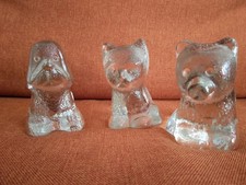Pukeberg Glas Tiere - Katze, Hund, Bär Glasfigur