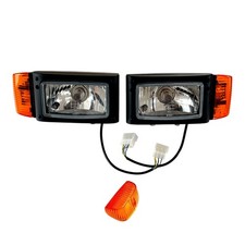 2x H4 Scheinwerfer mit Blinker SET 12V Radlader Schlepper und Lampenschirm