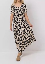 VIA MILANO Maxi-Kleid langer 1/2-Arm Jersey-Stretch ausgestellter Saum Gr:50 Q