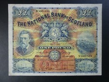 FRÜHES DATUM 1923 NATIONALBANK OF SCOTLAND QUADRAT £1 BANKNOTE F