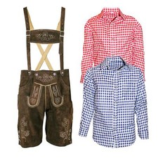 Trachtenset Kinder Lederhose Leo braun Trachtenhose mit Hemd  MS-Trachten