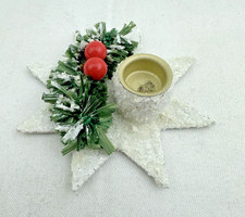 DDR Tisch Kerzenhalter mit Zweig und Deko  - EVP : 1,40 M - wie Fotos   / JO