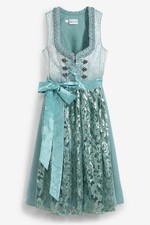 2-tlg Dirndl mit Pailletten-Schürze Gr. 36-54 Mineralblau Wiesn Festkleid Neu