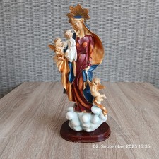 Mutter Gottes Madonna mit Kind und Engeln 36 cm hoch , Sockel, Kunststoff