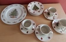 Weihnachtsgeschirr Set 14 Teile Steingut Weihnachtsteller