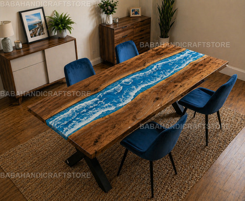 Moderner live edge holz blau - live,