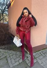 Nieten Rot Stiefel Hoch Overknee High Heels Weinrot 38 Beliebte 