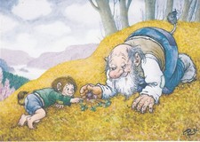 Künstler- Postkarte, Trolle