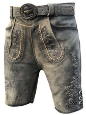 Herren Trachten Lederhose Kurze Lederhose Bavarian Lederhose mit Gürtel Gr,46-58