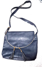 #321 G -  Damen  Schultertasche /Umhängetasche -Leder  Dunkelblau