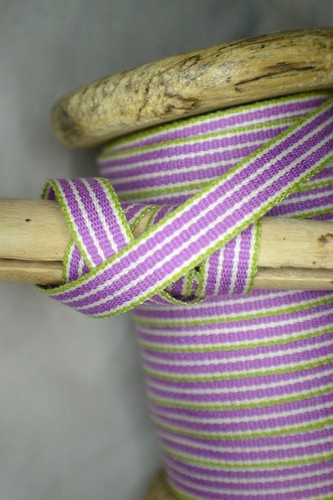 Webband lila weiß gestreift - ,