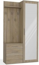 BDW Set DUO-Garderobe mit Spiegel, Kleiderschrank mit Tür und Schublade