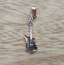 Set Anhänger Gitarre Bass Silber + Lederband Schmuck Instrument Sterlingsilber