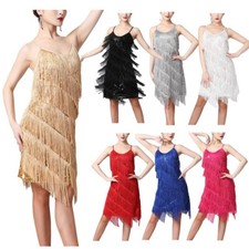 DE ranrann Pailletten Fransenkleid Damen Tanzkleid Samba Tango Latein Tanzkostüm