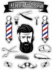 Barbier Tortenbild Party Deko Geschenk Geburtstag Friseur Herren essbar Muffin