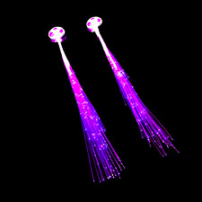 2x LED Party Haarsträhnen mit leuchtenden Glasfasern Extensions Haarspange pink