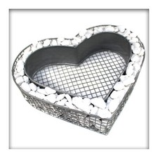 Herz Gitter Pflanzschale Grabschmuck Grabgestaltung  8 cm H Trennblech mit Kies