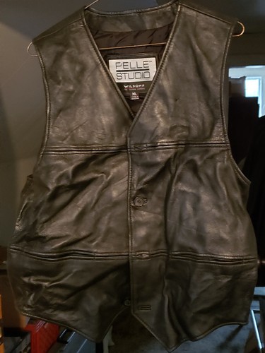 Wilson black leather vest - xl,
