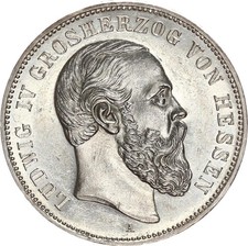 Hessen Ludwig IV. 5 Mark 1888