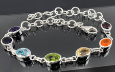 TOPMK-SCHMUCK ARMBAND 925/-SILBER, RHODINIERT, CHAKRA,  MULTI, 7 EDELSTEINE
