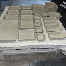 1 IKEA NOJIG Sortierbox Aufbewarung Box ordnen Kiste Kunststoff beige 20x10x5 cm