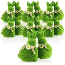 12x Dekofigur - Osterhase aus Keramik mit Schleife und Blumen