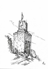 Tuschezeichnung  "Burg Falkenstein im Taunus"