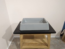 B-Ware Terrazzo-Waschbecken ZOID 60 cm grau eckig WOHNFREUDEN 