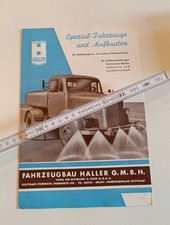 Original Prospekt Haller Stuttgart Fahrzeug Aufbauten Mercedes MAN Oldtimer Bau