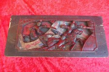 antike Holz -Schnitzerei ,  China (o.Japan) ,   Krieger ( Samurai ),  36cm