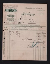 BEVERUNGEN, Rechnung 1906, Ernst Rose Holzwaren-Fabrik Kasten-Leiterwagen