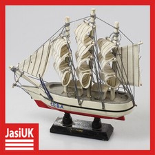 antiker Schreibtisch Regal Tisch Kaminsims Wohndeko weiß Segelboot Schiff Holzmodell