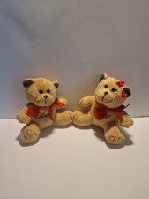 2 x Süße Lindt  Bären Teddybär Werbefigur Stofftier Plüsch 10 cm Liebe Paar 