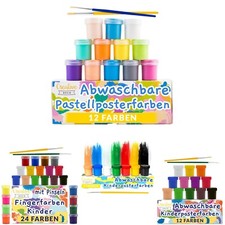 Creative Deco Kinder-Farben Fingerfarbe Plakat- Bastel-Farbe Set 24/12/7 x 20 ml