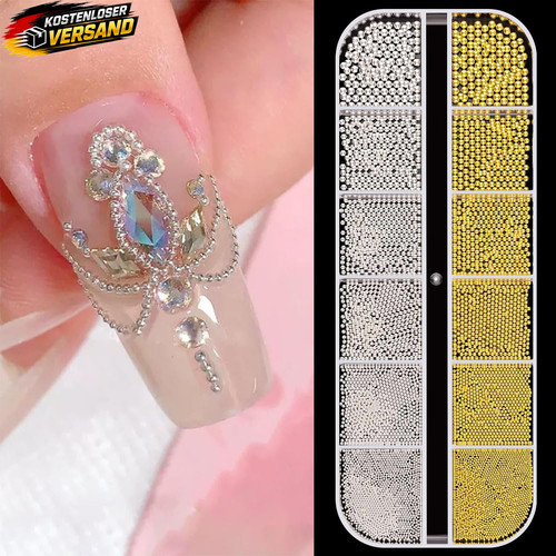Nagelkunst perlen set - perlen, gold