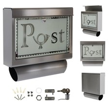 RETOURE Briefkasten Wandbriefkasten inkl. Zeitungsrolle Edelstahl rostfrei M1