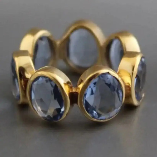 Blue zircon ring crystal - blue,