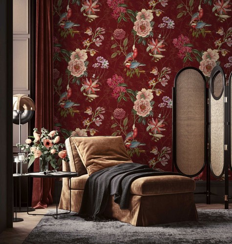 Florale vliestapete mit - florale,