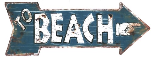 Blechschild beach finger - to,
