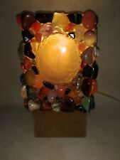 Schmuckstein Tischleuchte 20,5 cm Edelsteinlampe Mineralien Midcentury Achat