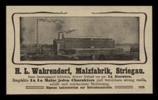 Alte Werbung 1903 H. L. Wahrendorf Malzfabrik Striegau Strzegom Schlesien Polen
