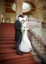 Mode de Pol Agnes Neckholder Brautkleid Stehkragen Swarovski ivory creme 40 42 