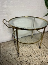 Exklusiver Servierwagen-Barwagen -Beistelltisch Messing 2 Glasplatten mit Rädern