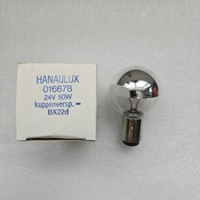 Heraeus Hanaulux Glühlampe 24V 50W BX22d Kuppenverspiegelt Silber 016678