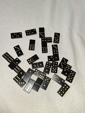 Dominosteine Ersatzteile mit goldenen Punkten ( 28 Stück )