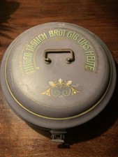 Herrlicher alter Brotkasten Emaille Jugendstil grau 36 x 16 cm